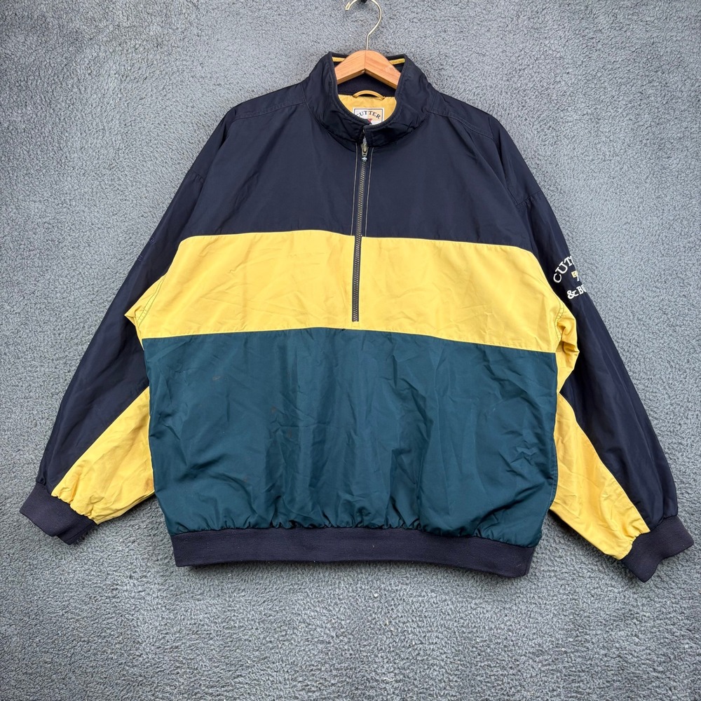 Cutter & Buck Mens XXL Colorblock Quarter Zip Windbreaker Golf Jacket